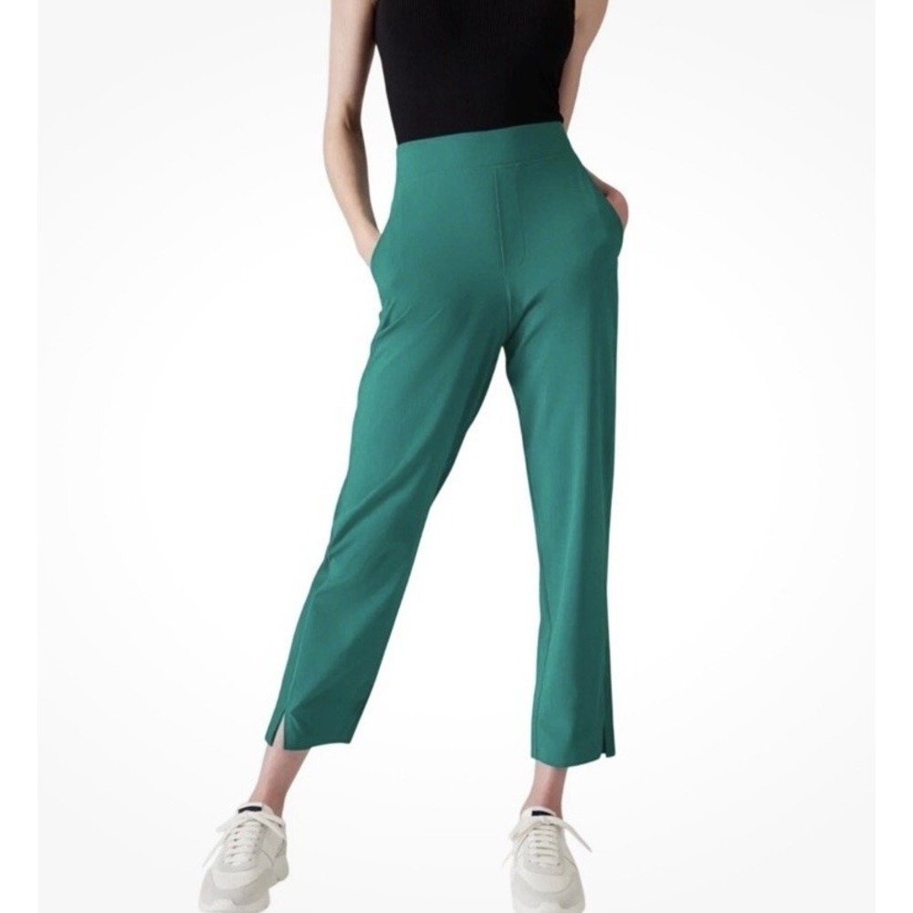 NEW Athleta Brooklyn 33x25 Mid-Rise Ankle Pant iEmerald Green Women's Size 12P